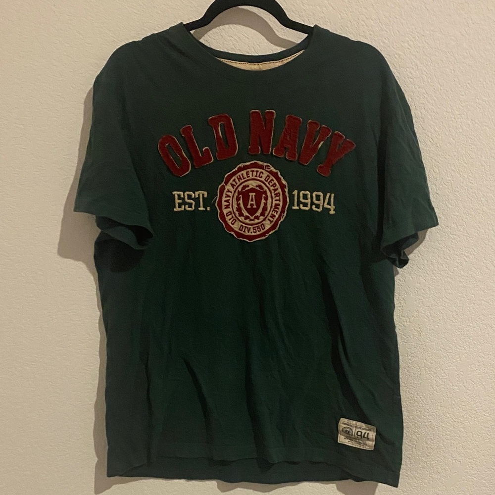 Old Navy Forest Green Tee with Red Logo
